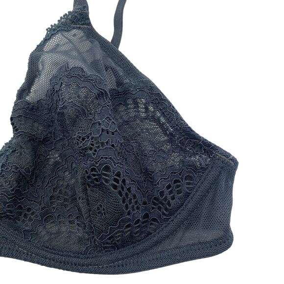 Free People Lace Triangle wired Bra in Navy blue storm Size 32D - Picture 2 of 6